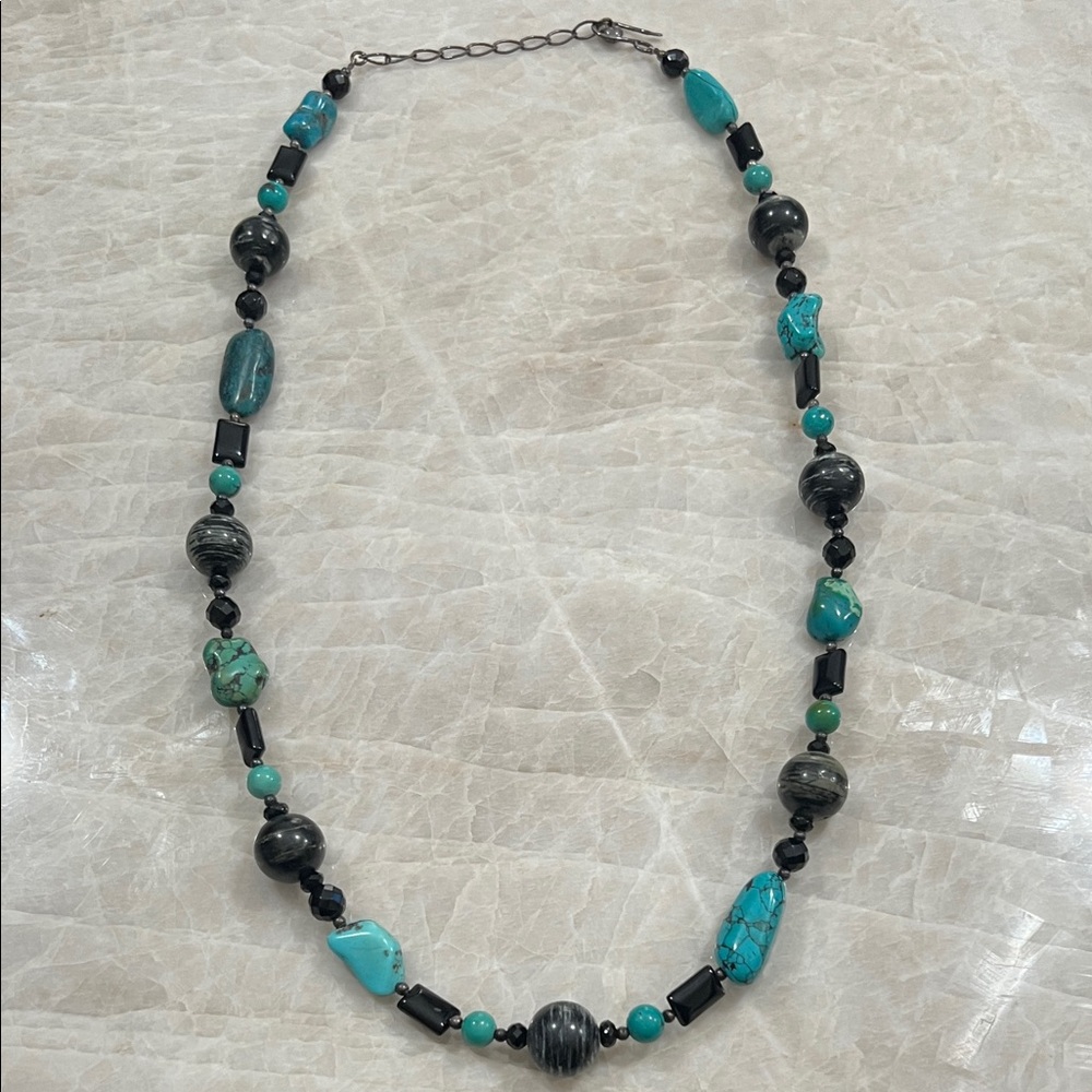 Turquoise and Black Beaded Necklace